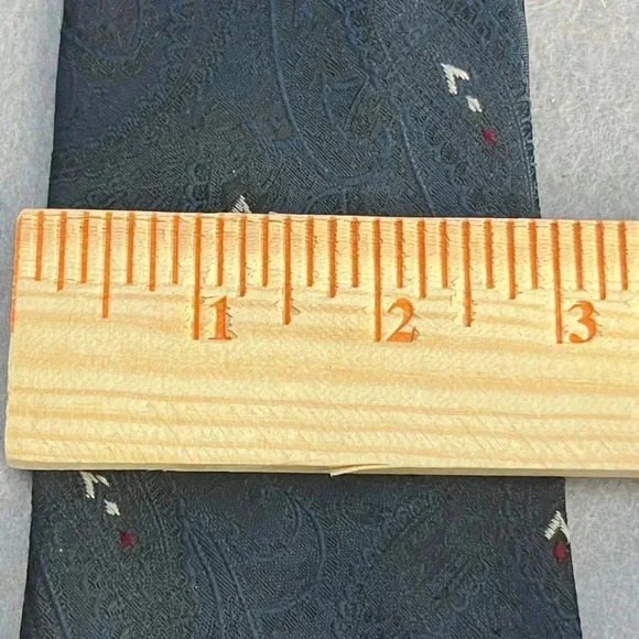 Beautiful Paisley Vintage Textured Polyester Tie blk/ blue  red & white accents - Picture 5 of 5